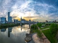 Nashville tennessee city skyline at sunset on the waterfrom Royalty Free Stock Photo