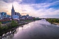 Nashville tennessee  city skyline at sunset on the waterfrom Royalty Free Stock Photo