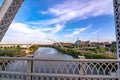 Nashville tennessee city skyline at  sunset on the waterfrom Royalty Free Stock Photo