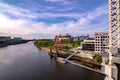 Nashville tennessee city skyline  at sunset on the waterfrom Royalty Free Stock Photo