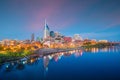 Nashville, Tennessee downtown skyline with Cumberland River in USA Royalty Free Stock Photo