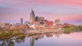 Nashville, Tennessee downtown skyline with Cumberland River in USA Royalty Free Stock Photo