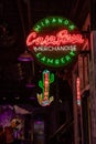 Neon sign at country music star Miranda Lambert`s Casa Rosa mexican cantina restaurant,