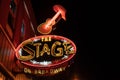 Neon sign for The Stage on Broadway street, a bar and venue for live country music