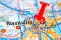 Nashville, Tennessee road map with red pushpin, city in the United States of America Royalty Free Stock Photo