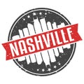 Nashville. Tennessee Round Travel Stamp Icon Skyline City Design. Seal Badge Vector Illustration.