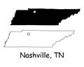 Nashville Tennessee TN State Border USA Map