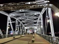 Nashville, Tennessee, U.S - June 22, 2022 - The John Seigenthaler Pedestrian Bridge illuminated at night Royalty Free Stock Photo