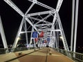 Nashville, Tennessee, U.S - June 22, 2022 - The John Seigenthaler Pedestrian Bridge illuminated at night Royalty Free Stock Photo