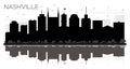 Nashville Tennessee USA City skyline black and white silhouette. Royalty Free Stock Photo