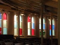 Stained glass windows and church