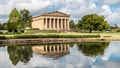 Nashville, TN - August 8, 2015. View of The Parthenon and its reflection in Nashville`s Centennial Park.