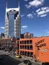 Broadway Street with Honky-Tonk Central and the AT&T building Royalty Free Stock Photo