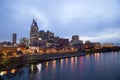 Nashville at twilight and lights on water Royalty Free Stock Photo