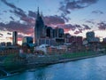 NASHVILLE, USA -April, 6, 2017: shot of nashville and the cumberland river at sunset in tennesse
