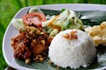 Nasi ayam kremes with vegetables