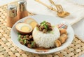 Nasi Bakmoy, Steamed Rice with Sweet and Savory Chicken