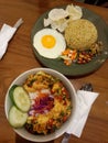 Nasi cabe garam with fried rice so yummy Royalty Free Stock Photo