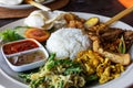 Nasi Campur Bali Bebek Betutu translate Balinese Mixed Duck Rice Royalty Free Stock Photo