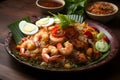 Nasi Goreng Kampung, a rustic village-style fried rice with anchovies, long beans, and prawns