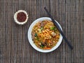 Nasi goreng with sambal, Indonesian fried rice with chili paste