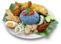 Nasi kerabu, blue color rice salad, malaysian cuisine Royalty Free Stock Photo