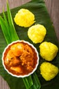 Nasi Kunyit also known as Turmeric Glutinous Rice. Normally eaten with dry curry chicken