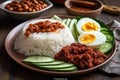 Nasi Lemak is a commonly found food in Malaysia, Brunei and Singapore. It is also an unofficial national food in Malaysia.