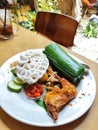 Nasi timbel indonesia traditional food