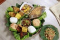 nasi timbel tutug oncom komplit and karedok indonesian food cuisine