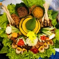 Nasi tumpeng, rice with cone shape. Traditional Indonesia cuisine