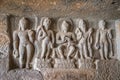 Nasik or Pandavleni Caves, a group of 24 caves carved between the 1st century BC and the 3rd century CE, additional sculptures Royalty Free Stock Photo