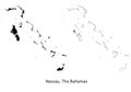 Nassau The Bahamas. Detailed Country Map with Capital City Location Pin
