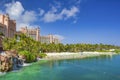 NASSAU, BAHAMAS - FEBRUARY 2012: The magnificent Atlantis Hotel and Casino in Paradise Island on a beautiful sunny day