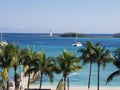 Nassau Bahamas lighthouse Caribbean catamaran Royalty Free Stock Photo