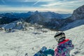 Nassfeld - A snowboarder taking a break on the slope