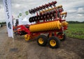 Nastasiv, Ternopil region, Ukraine - June 14, 2023: new harrow cultivator, at the agricultural exhibition near the field