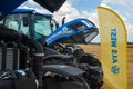 Nastasiv,Ternopil, Ukraine - July 25, 2019: Presentation New Holland tractors. Engine demonstrate