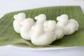 Nata de coco or young coconut milk jelly duck shape Wun Kati is a Thai dessert.