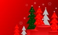 Merry Christmas banner with stage product display. Royalty Free Stock Photo