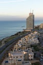 Netanya beach line in sunset