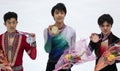 Nathan CHEN USA, Yuzuru HANYU JPN, Shoma UNO JPN Royalty Free Stock Photo