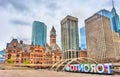 Nathan Phillips Square and Old City Hall of Toronto, Canada Royalty Free Stock Photo