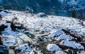 Nathatop and Patnitop cities of Jammu and its park covered with white snow, Winter landscape