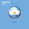 Argentina Flag 3D Button With Background Royalty Free Stock Photo