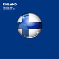 Finland State Flag 3D Button