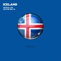 Iceland State Flag 3D Button