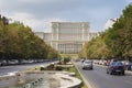 Light traffic on Unirii boulevard and Casa Poporului Royalty Free Stock Photo