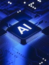 National Ai Day, glowing AI chip on a detailed circuit board, symbolizing artificial intelligence, advanced technology, and the