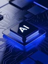 National Ai Day, glowing AI chip on a detailed circuit board, symbolizing artificial intelligence, advanced technology, and the